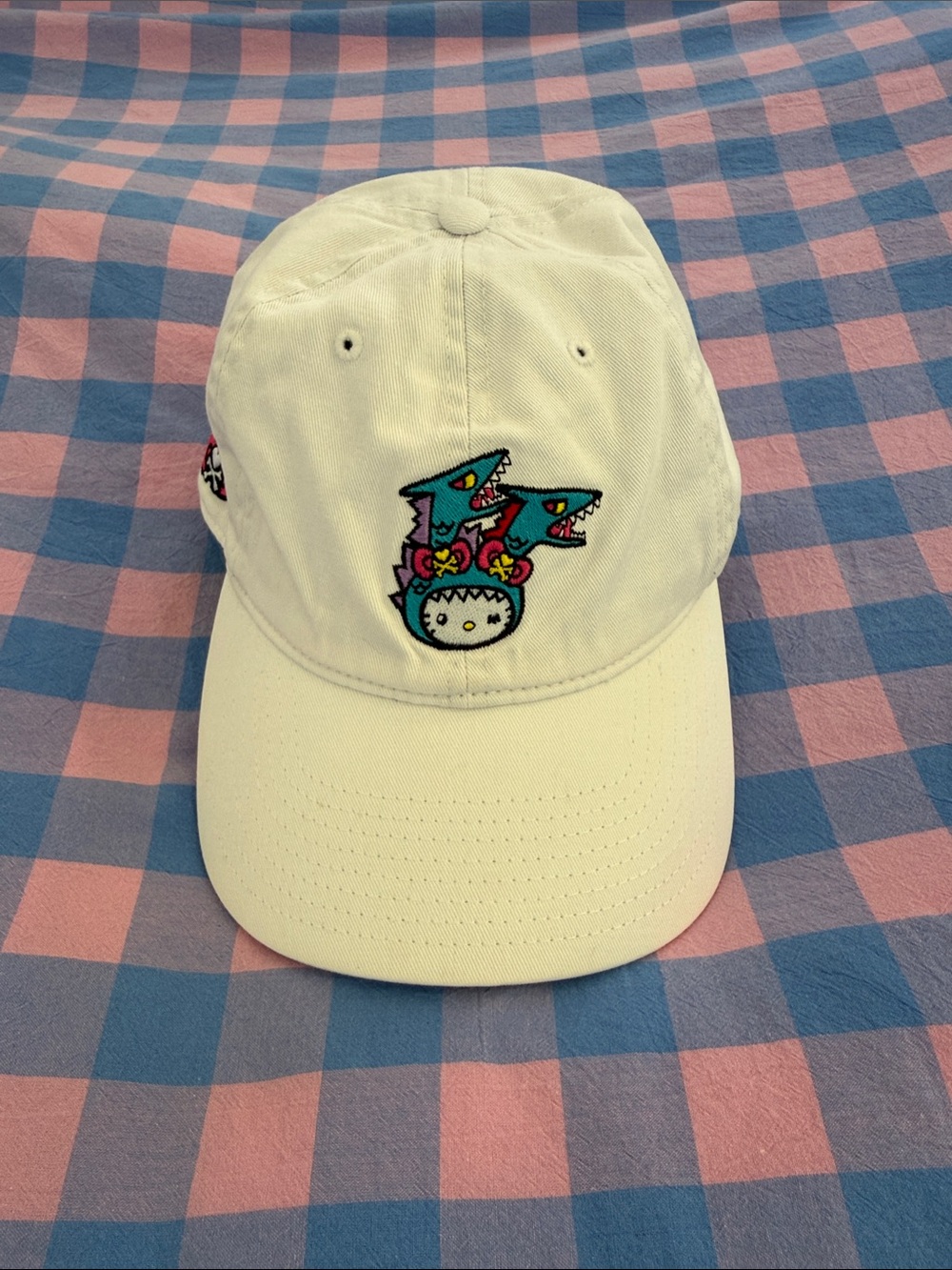 Tokidoki x Hello Kitty Kaiju Shark Embroidered White Dad Hat HTF